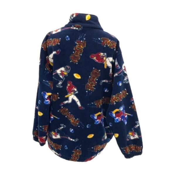 Northern Getaway Retro 90s Navy Total Sports Nut Graphic 1/4 Zip Fleece Large - Picture 2 of 9